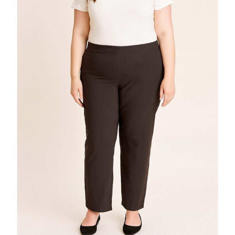 J. Jill Ponte knit pants pull on stretch chocolate brown slim leg 1XL career